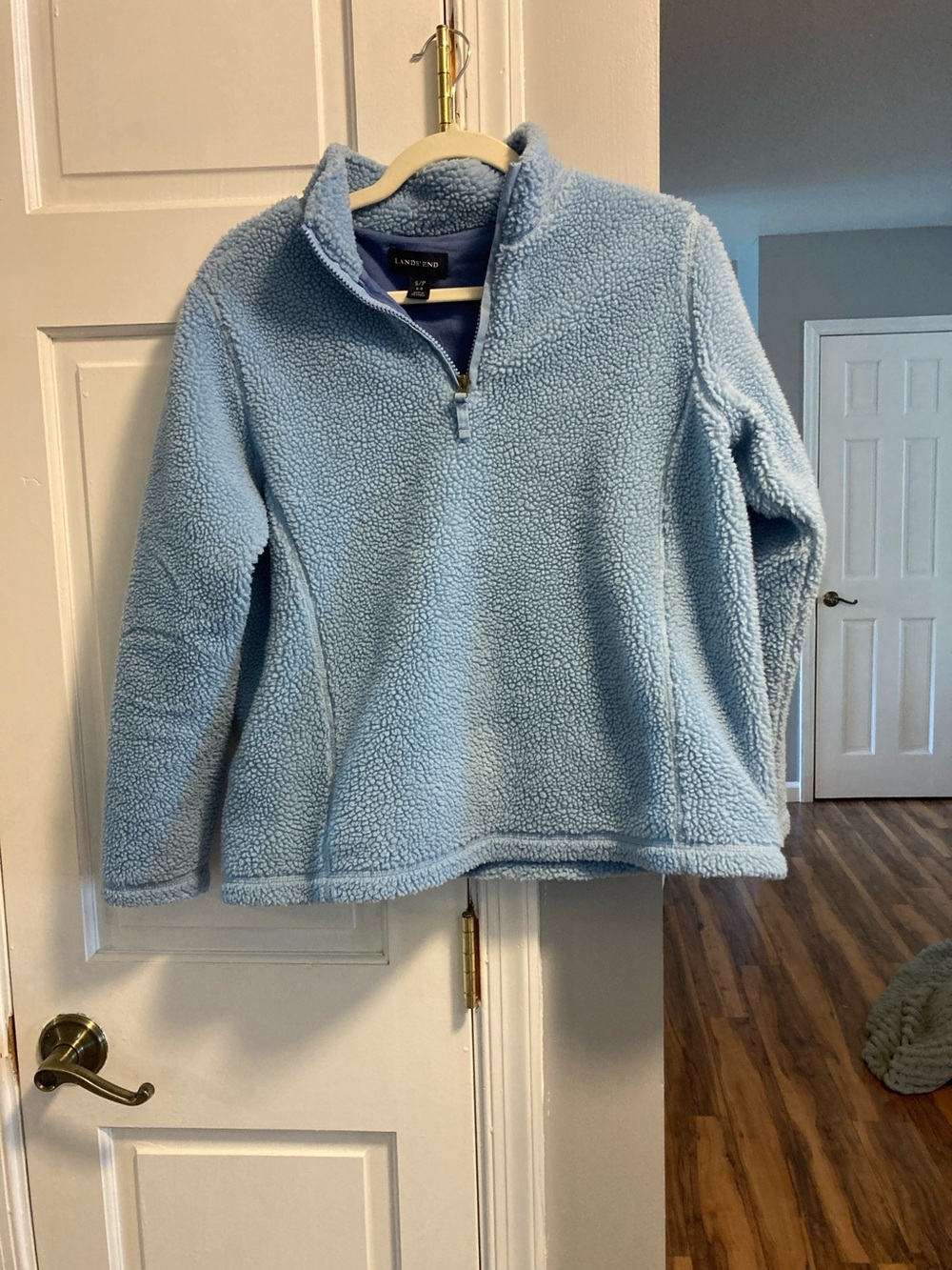 Lands' End Light Blue Sherpa Quarter‑Zip Pullover